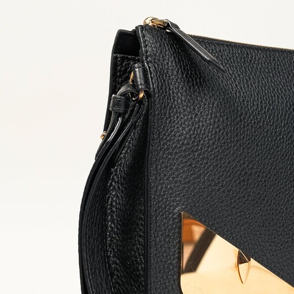 Fendi Monster Black Pebbled Leather Large Clutch - Picture 7 of 12